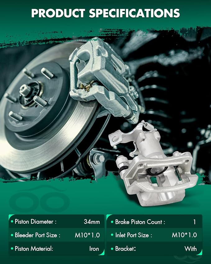 SCITOO 19B6789 Rear Left Disc Brake Caliper Assembly w/Bracket For Hyundai For Elantra GT/For Veloster,For Kia For Forte/For Forte Koup/For Forte5