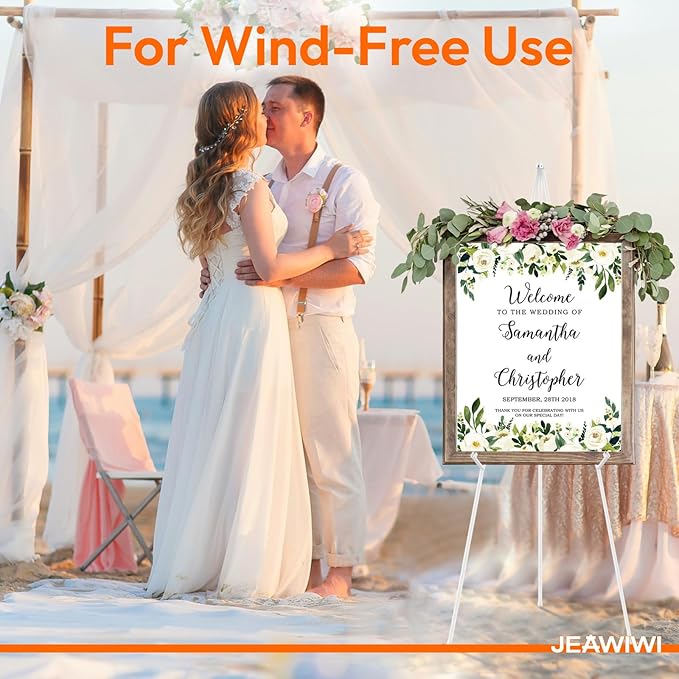JEAWIWI 3PCS White Easel Stand for Wedding Sign Stand, 66 Inch Lightweight - Image 6