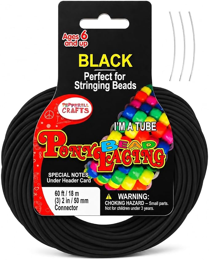 Pepperell Pony Bead Lacing – Hollow Lacing Tube Cord, 3 Connectors Included - Image 7