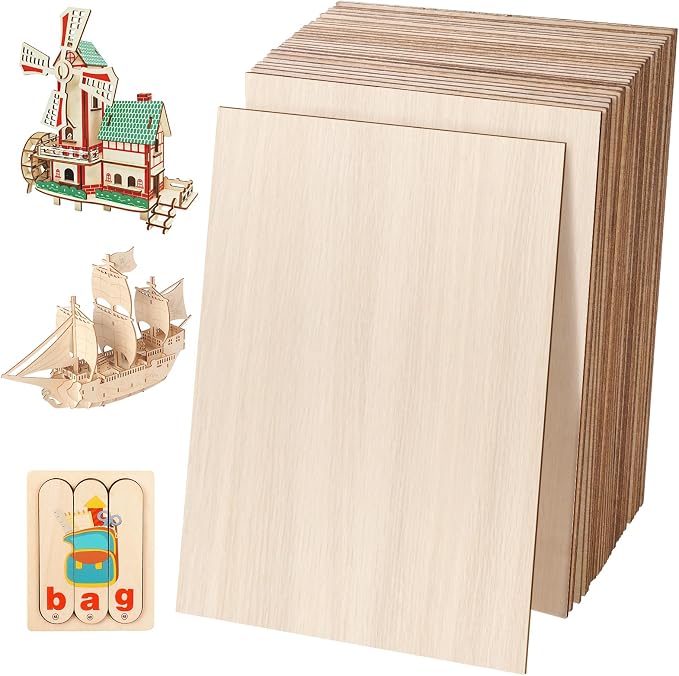 DIYDEC 24 Pack Basswood Sheets 4 x 6 x 1/16 Inch Thin Plywood Wood Sheets by DIYDEC