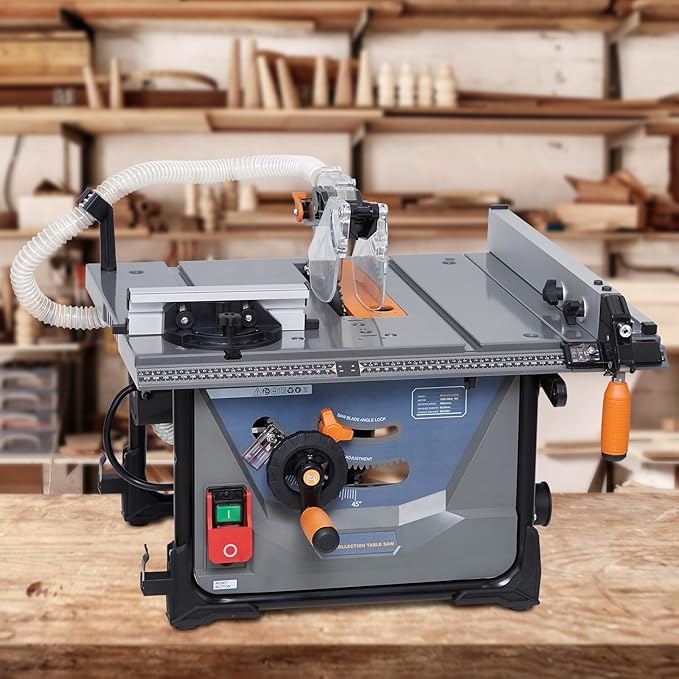 15Amp Portable Table Saw 8.5 Inch, 5000RPM Compact Table Saws, 90° Cross Cut & 0-45° Bevel Cutting, Mini Tablesaw for Woodworking, DIY Working