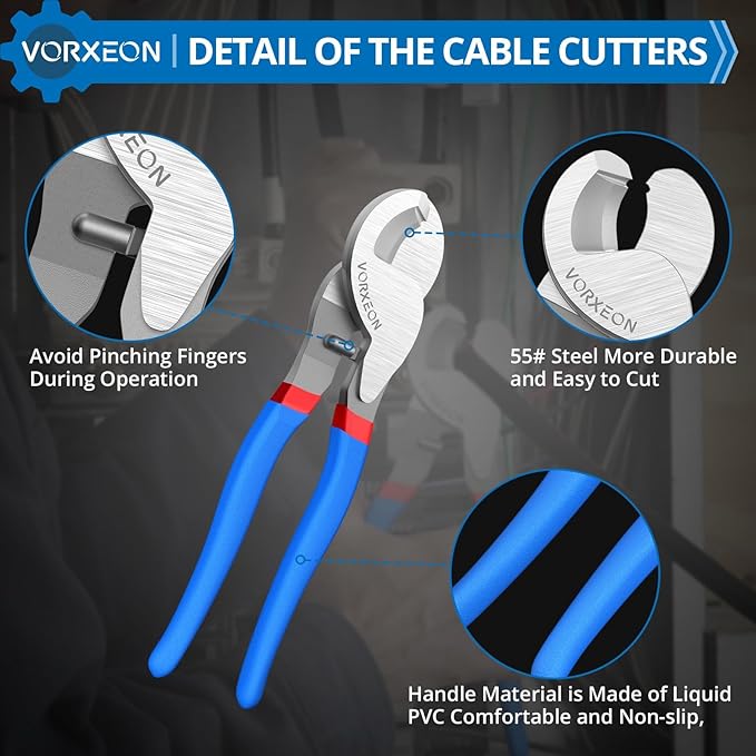 Cable Cutters 10 Inch Heavy Duty Wire Cutter High Leverage Cutter Tool Big Wire Cutters, Electrical cable cutters For Aluminum, Copper, Communications and Ethernet Cable