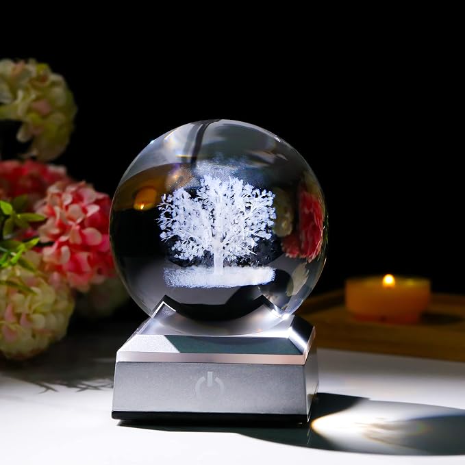 Ornalrist Crystal Ball 3D Engraved Tree of Life - Image 3