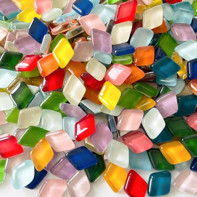 LITMIND Mosaic Tiles for Crafts Bulk, 1.1 LB Crystal Glass Mosaic Pieces - Image 3