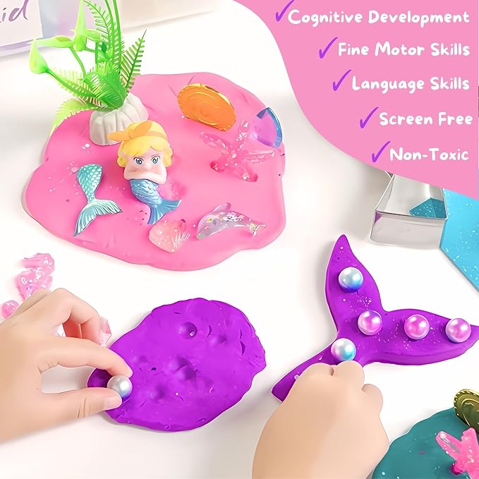 Sensationally OT Mermaid Sensory Dough Kit Non-Toxic Dough - Image 4