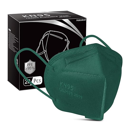 Hotodeal KN95 Face Mask 20 PCS,5 Layers Cup Dust Mask Against PM2.5 from Fire Smoke, Dust, for Men, Women, Essential Workers(Green)