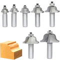 7Pcs Roman Ogee Router Bit Set,1/2" Shank,Decorative Edge Bits Double Radius 3/32", 1/8",5/32",3/16",7/32", 1/4" and,5/16" Edging Cutter for Wood Profiling,Routing,Molding