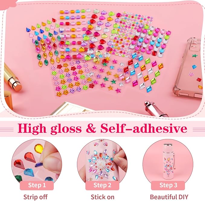 407pcs Gem Stickers Crafts for Kids, Self Adhesive Jewel Stickers, Acrylic - Image 5