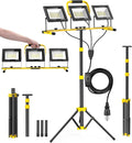 21000Lumen LED Work Lights with Stand, 3 Head Portable Work Light with 16FT Cord, IP66 Waterproof Tripod Worklights for Outdoor Indoor Job Site Workshop Garage Construction Site Lighting(3 Head)