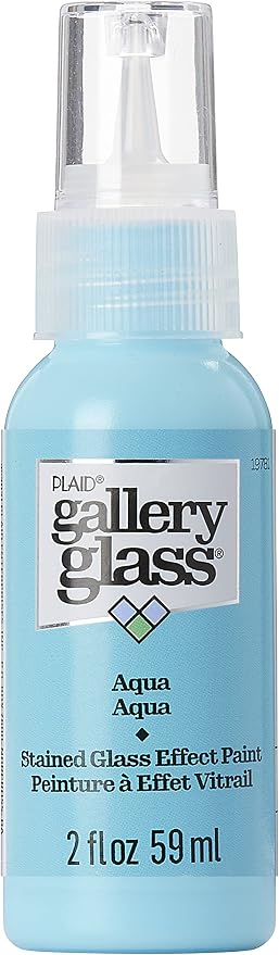 Gallery Glass, Aqua Stained Glass 2 fl oz Brilliant Smooth Finish Paint by GalleryGlass