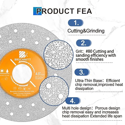 Rock Slab Grinding Disc - 4.5 inch Glass Cutter Disc (10pcs), Granite Cutting Disc, Diamond Grinder Wheel for Rock Slab, Stone, Tile, Marble, Granite, Glass Diamond Cutting Discs
