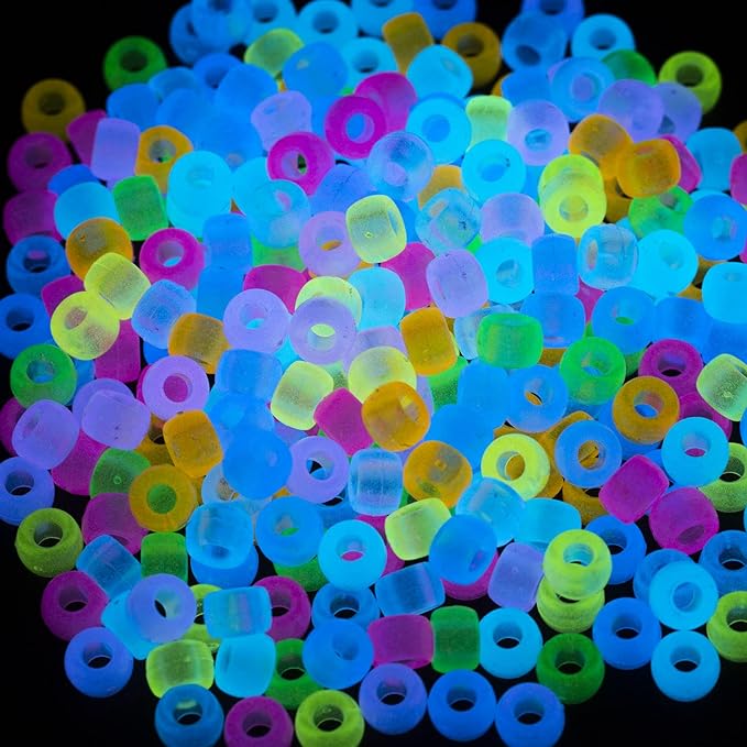 Gxueshan 1000 Pcs Acrylic 9 Color Pony Beads 6x9mm Bulk Glow in The Dark by Gxueshan