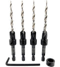 FTG USA Adjustable Wood Countersink Drill Bit Set 4 Pc #10 (3/16") with Tapered Drill Bit for Woodworking