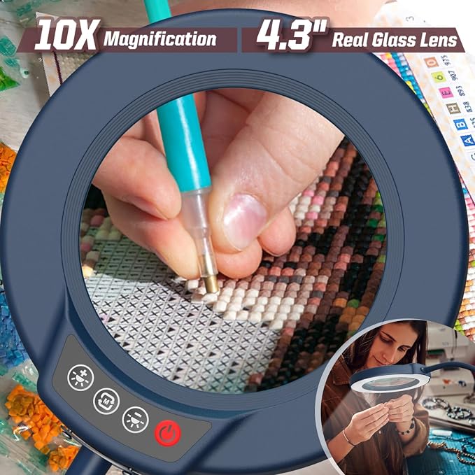 10X Magnifying Glass with Light and Stand, 5 Color Modes Stepless Dimmable LED - Image 2