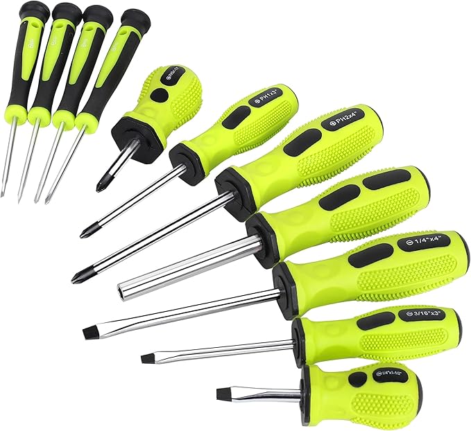 FASTPRO 21-Piece Magnetic Screwdrivers Set with Organizer Rack, Slotted Phillips Screwdrivers and Precision Screwdrivers, Repair Tool Kit for Home, Green