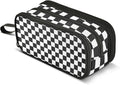 Black White Checkered Pencil Case Box Boys Girls Large Pencil Pouch Zipper by BOENLE-WELCOMEYOURCOMING
