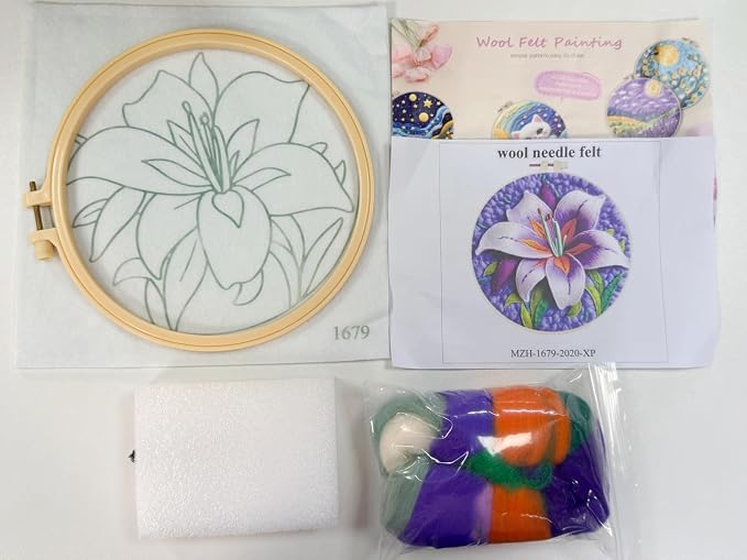 CaptainCrafts Needle Felting Kit, Wool Felt Supplies, Embroidery Hoops - Image 3