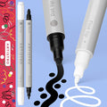 ARTISTRO 2 White & Black Dual-Tip Acrylic Paint Pens by ARTISTRO