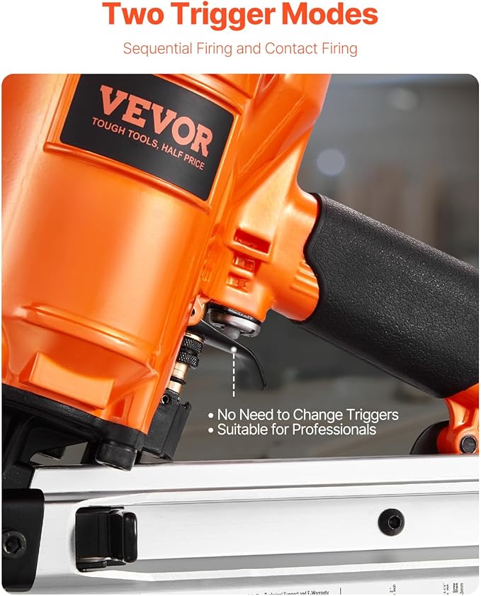 VEVOR Framing Nailer, 2" to 3-1/2" 21 Degree Full Round Head Pneumatic Framing Nailer with Dual Trigger Modes & Tool-Less Depth Adjustment, 80-120PSI Pro Air Nail Gun for Framing Flooring Decking
