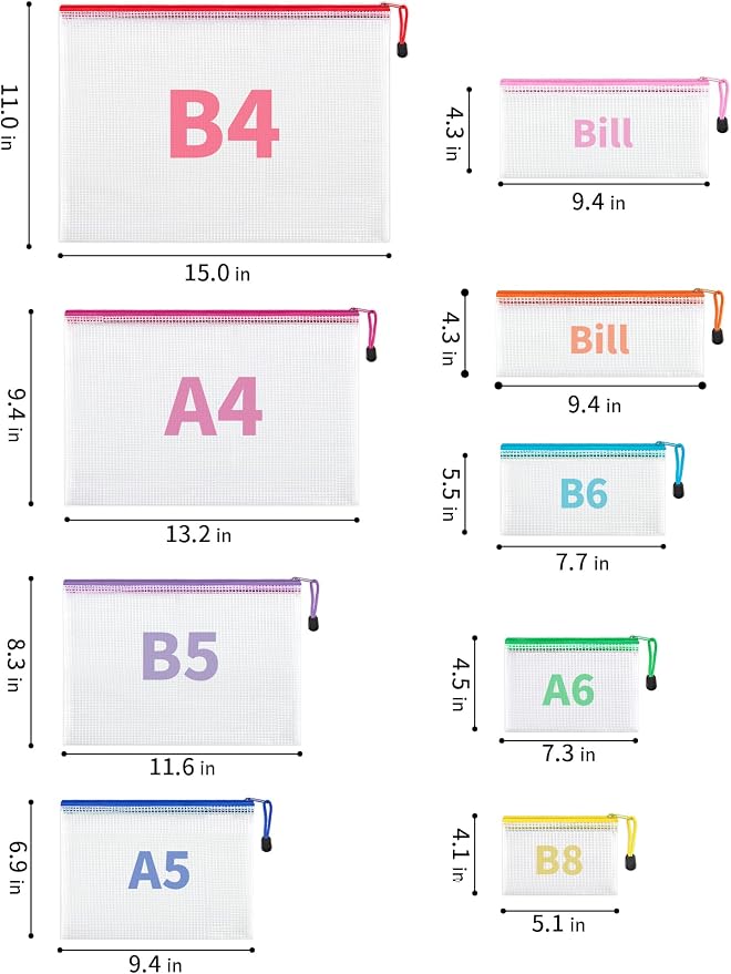 JARLINK 18 Pcs Mesh Zipper Pouch Bags, 8 Sizes Waterproof Zipper Bags | - Image 2