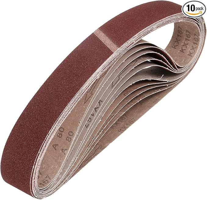 HARFINGTON 2 x 48 Inch Sanding Belts, 10 Pcs 80 Grits Aluminum Oxide Abrasive Belt Sander File Belt for Woodworking, Metal Polishing, Knife Sharpener