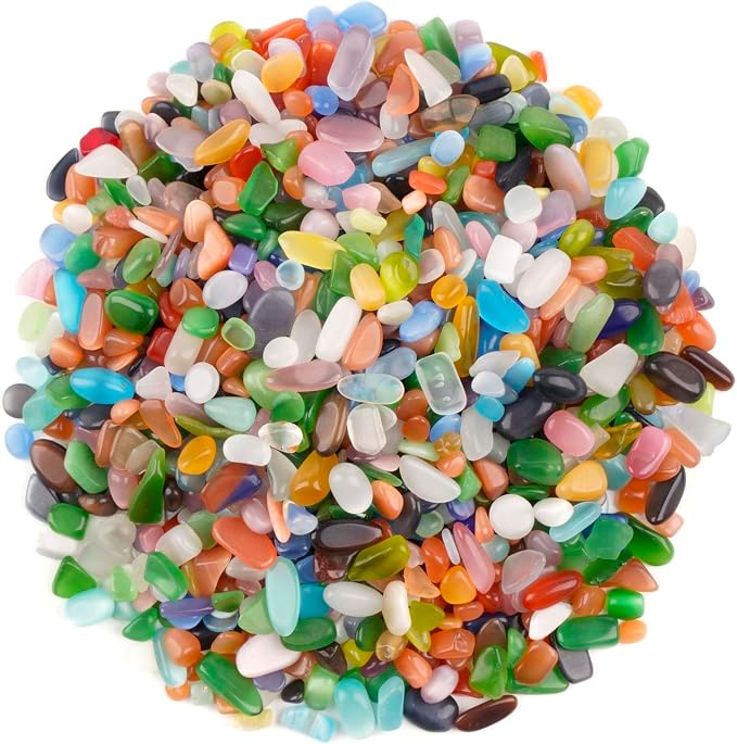 WAYBER Colorful Opal Pebbles, 1 Lb/460g Decorative Crystal Stones Rocks Sea by WAYBER