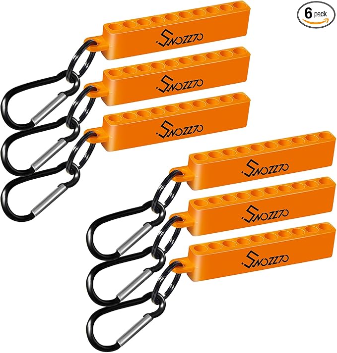 6PCS Orange 10-Hole Screwdriver Bit Holder with Carabiner,1/4" Hex Drill Storage Organizer,for All 1/4" Hex Shank Bit & Drill Storage Case
