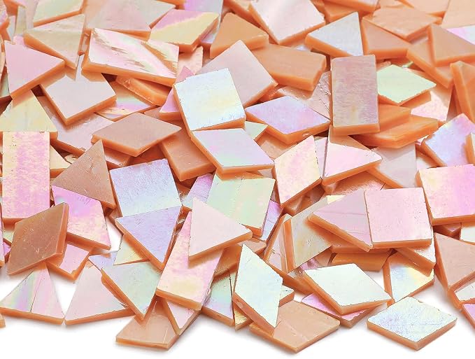 Lanyani Iridescent Glass Mosaic Tiles Supplies 200 Pieces Iridized Stained - Image 2