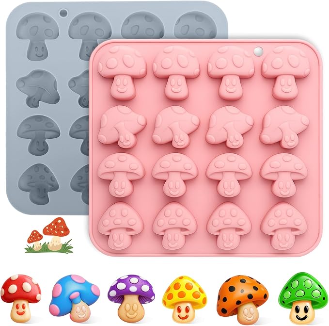 Palksky Mushroom Silicone Molds, 16 Cavity 2 Pack Mushroom Chocolate Mold by Palksky