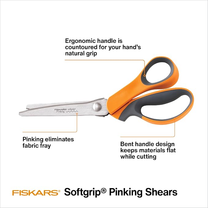 Fiskars SoftGrip Pinking Shears, 8 Inch Fabric Scissors - Image 2