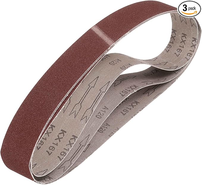 HARFINGTON 1-1/2 x 12 Inch Sanding Belts, 3 Pcs 120 Grit Aluminum Oxide Abrasive Belt Sander File Belt for Woodworking, Metal Polishing, Knife Sharpener