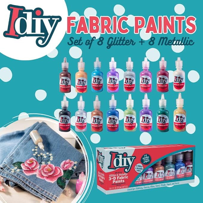 Glitter & Metallic Fabric Paint Set - Image 2
