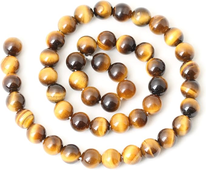 45PCS 8mm Natural Yellow Tiger Eye Stone Gemstone Round Loose Beads - Image 2