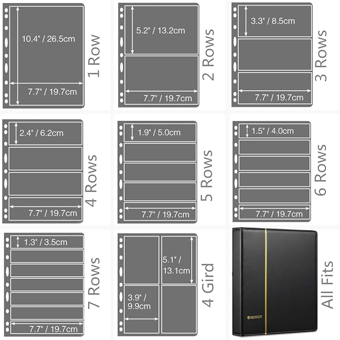MUDOR Stamp Pages for Stamp Collection Album Binder Book, 10 Sheet 4 Grids | - Image 9