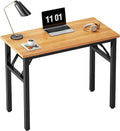 Need Small Folding Computer Desk, 31.5 Inch Writing Table, Teak & Black | by Need