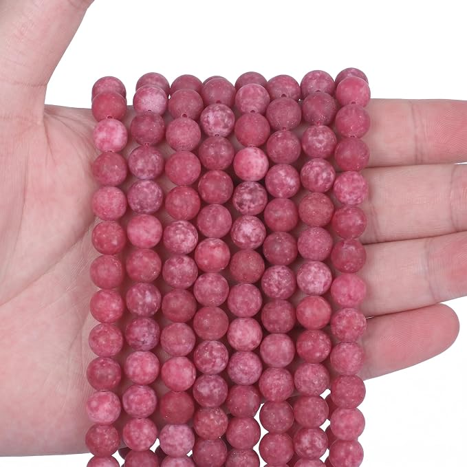 36pcs Natural Matte Red Gemstone Beads，10mm Frosted Round Loose Stone Beads - Image 3