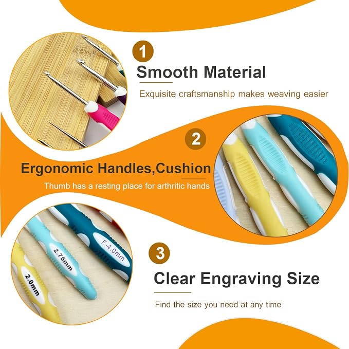 Mdoker 18 Sizes Ergonomic Crochet Hook Set - Image 2