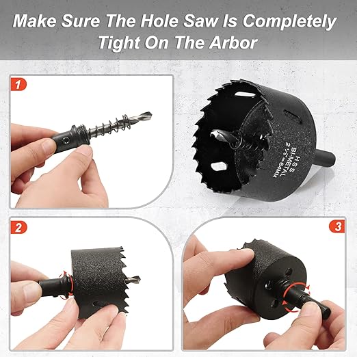 2-1/2 Inch Hole Saw with 3/8" Triangle Shank Quick Change Arbor, JTemgle Bi-Metal Hole Saw Heavy Duty Hole Cutting Tool for Cornhole Boards, Recessed Lights, Wood, Plastic, Drywall & Soft Metal
