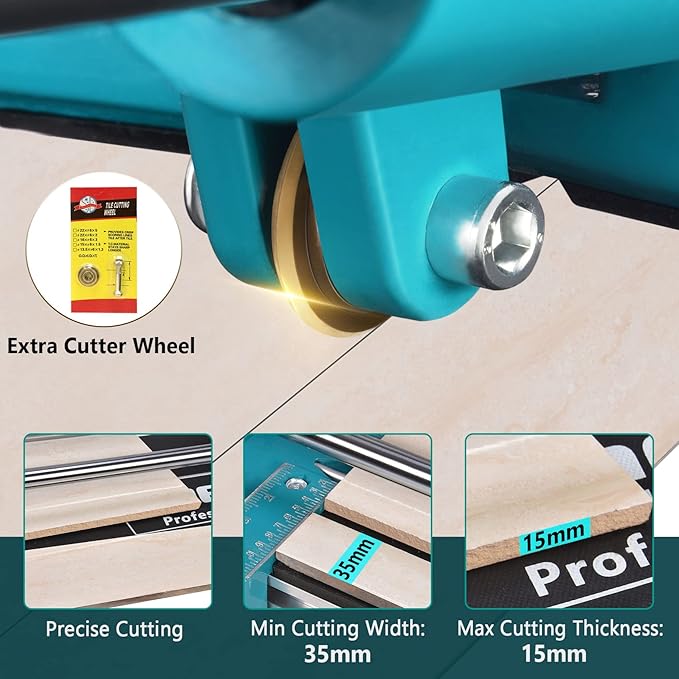 Seeutek 24 Inch Manual Tile Cutter With Tungsten Carbide Scoring Wheel for Porcelain Ceramic Floor Tile Spared Cutting Wheel