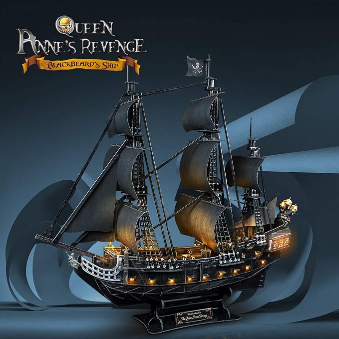 CubicFun 3D Puzzles Queen Anne's Revenge Pirate Ship Puzzle Kit, 340 Pieces - Image 3