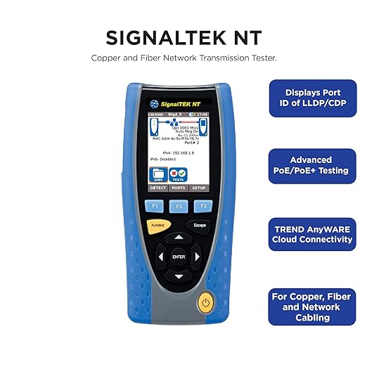 TREND Networks | R156005 | SignalTEK NT | Touchscreen Copper & Fiber Network Transmission & Bandwidth Tester Kit | Troubleshoot Data Cabling & Ethernet Network Issues