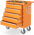 5 Drawers Rolling Tool Chest, Portable Storage Tool Box with Wheels, Tool Chest with Lock for Warehouse, Garage, Repair Shop and Tool Room