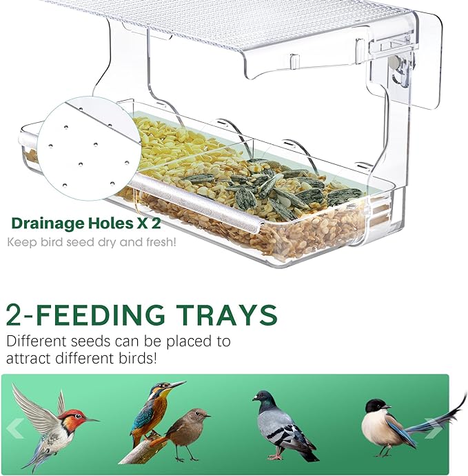 SUNALLY Window Bird Feeder for Outdoors, Outside Wild Bird Watching for - Image 3