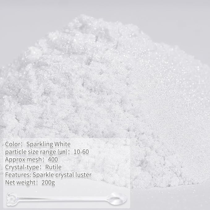 Mica Powder, 7.05OZ（200g）, Sparkling White Mica Powder Pigment - Image 2