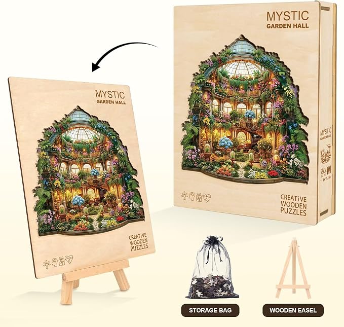 Mystic Garden Hall Puzzles Adults Gifts Wooden 100 Pieces 8.5 * 8.5in - Image 5