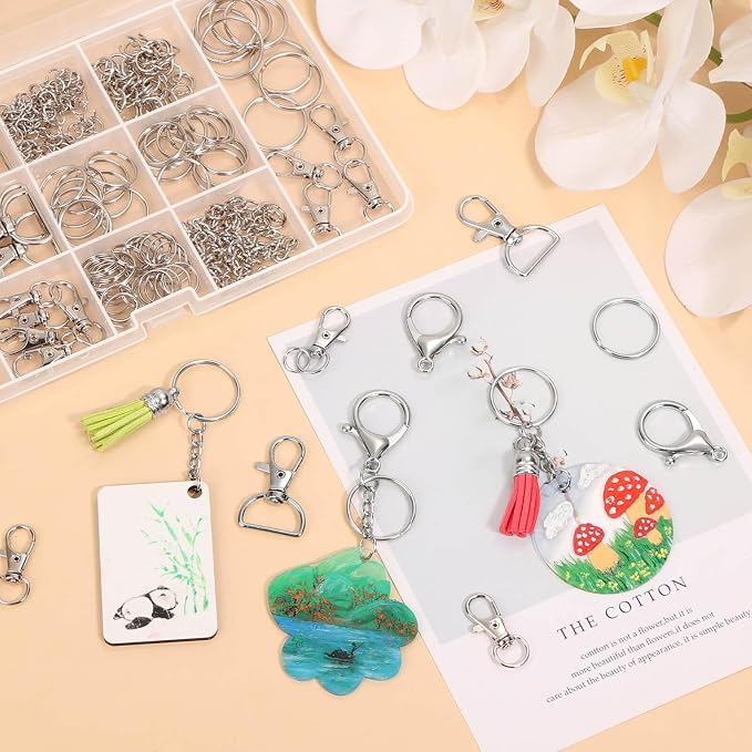 PAXCOO 300PCS Keychain Making Kit, Keychain Craft Supplies Including Key Chain - Image 6