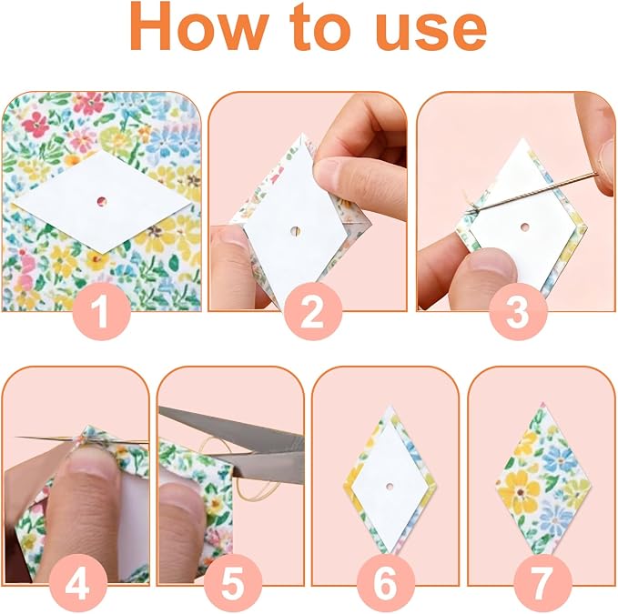 480pcs Paper Piecing Paper for Quilting Diamond 60 Degrees | (1", 1.5" and 2" - Image 8