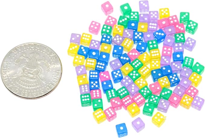 SmartDealsPro 100 Assorted D6 Mini Tiny Dice Game Dot Square Dice - Image 4