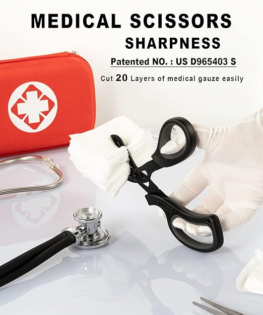 MEUUT 2 Pack Medical Scissors Trauma Shears for Nurses -Patented Bandage Scissors with Non-Stick Blades, Surgical Grade Shears Stainless Steel EMT Scissors for All Purpose