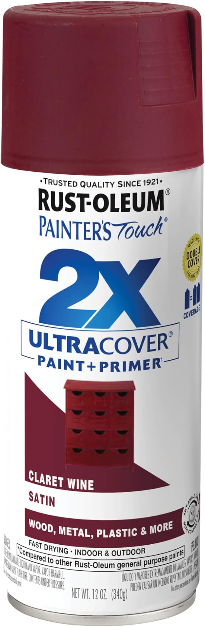 Rust-Oleum Painter's Touch 2X Ultra Cover Spray Paint, Satin Claret Wine | by Rust-Oleum